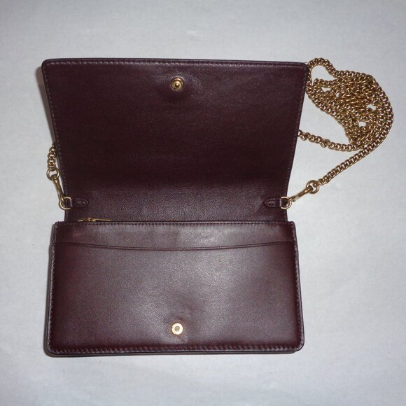 Coach 1941 Black Leather Foldover Chain Crossbody Shoulder Purse Wallet Hand Bag - Picture 7 of 16